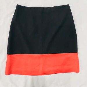Ann Taylor Black and Coral Pink Red Mini Skirt Satin Feel Size 6